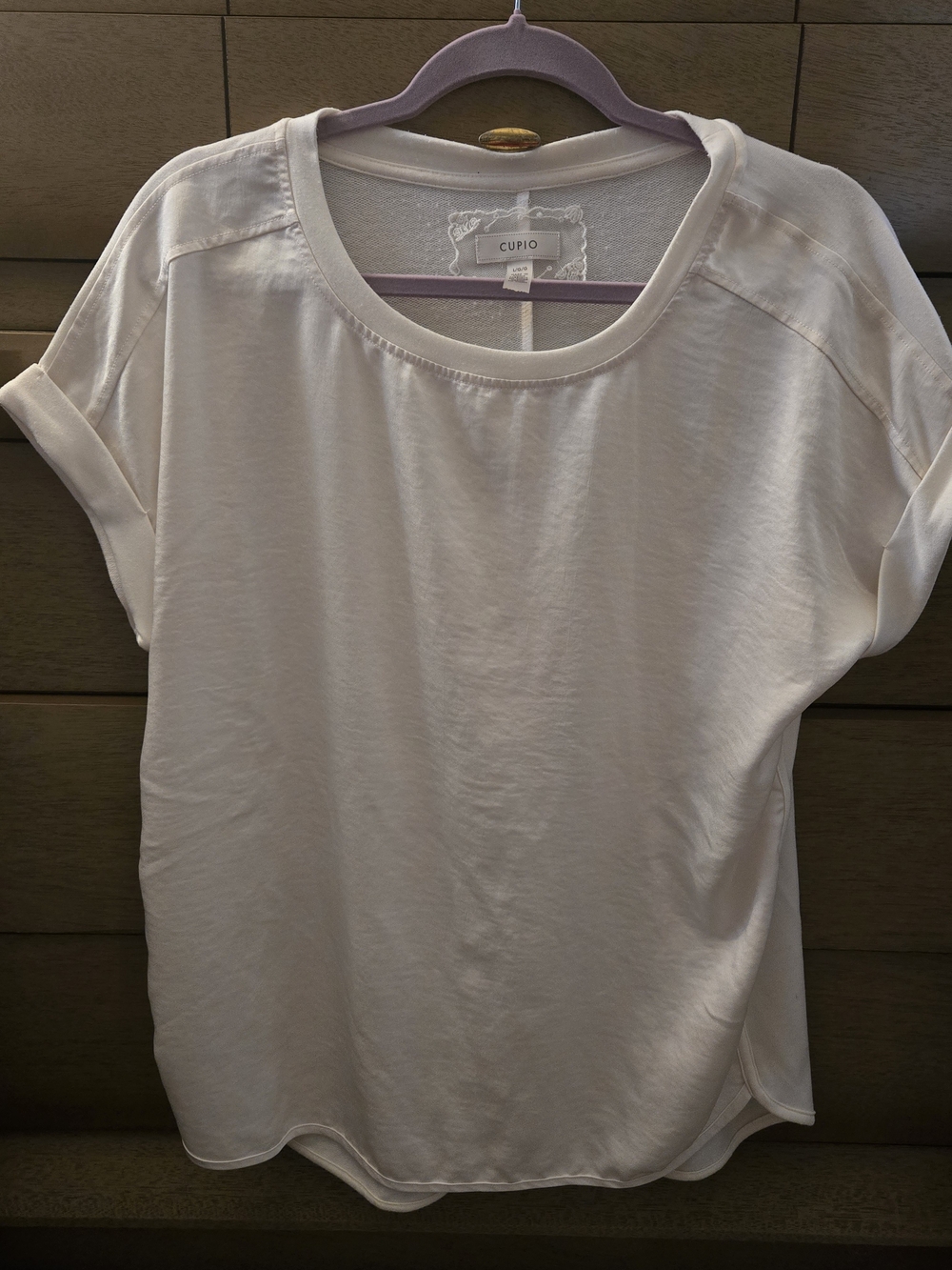Cupio Women's Cream Short Sleeve Scoop Neck Top